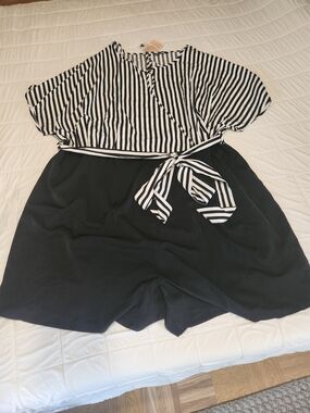 BloomChic Black and White Striped Romper